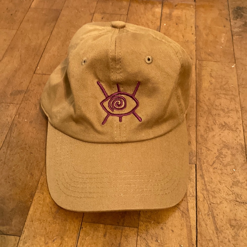Tan Cap with Purple Eye Embroidery
